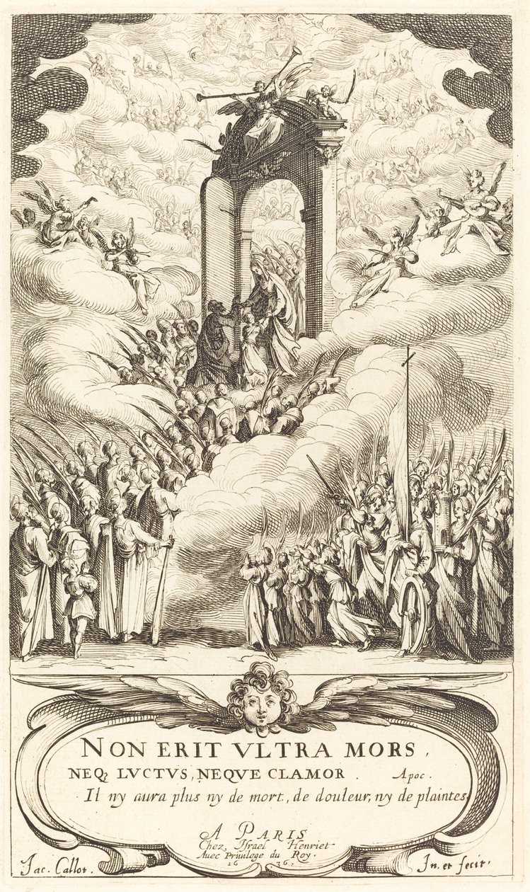 Frontispice voor "De Kalender van de Heiligen" door Jacques Callot