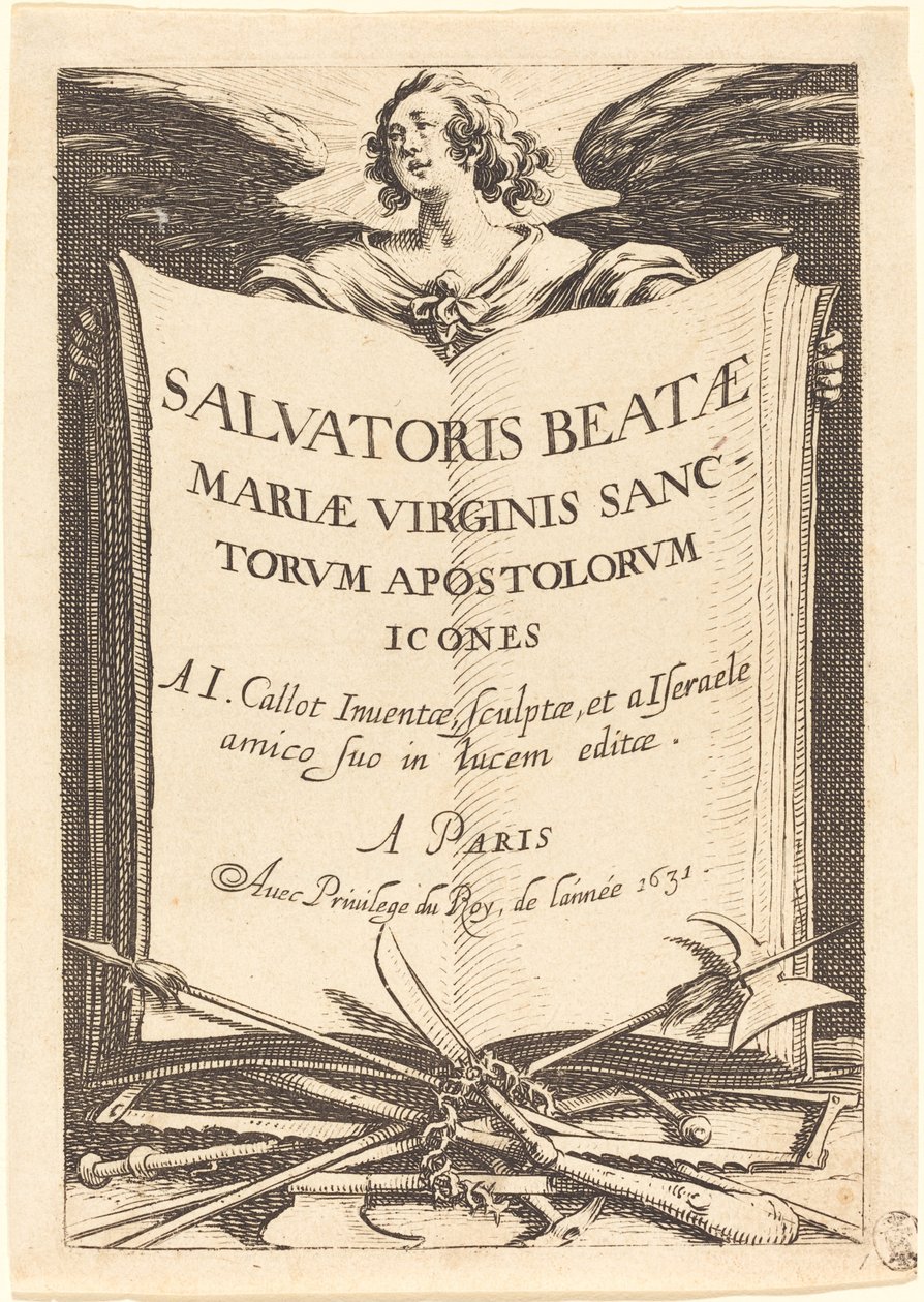 Frontispice voor "De Grote Apostelen" door Jacques Callot