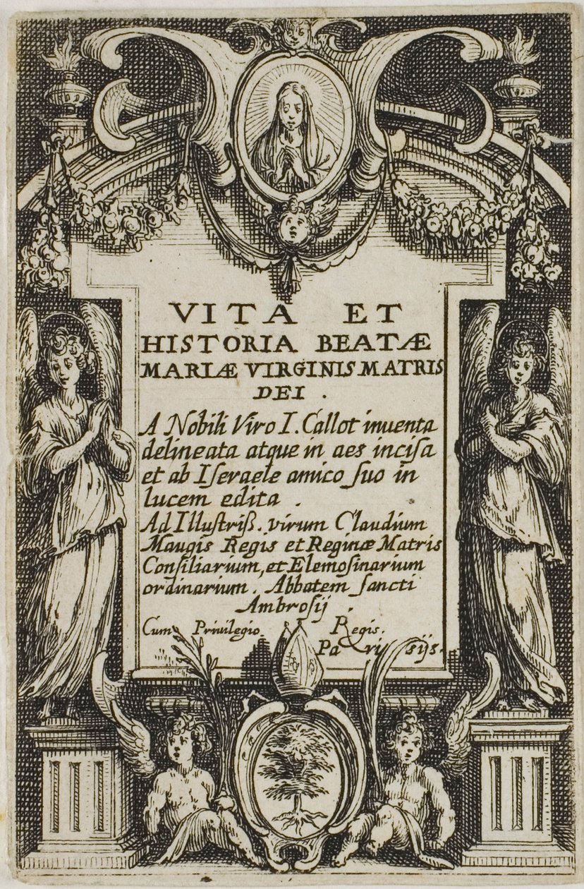 Frontispice, uit Het leven van de maagd door Jacques Callot