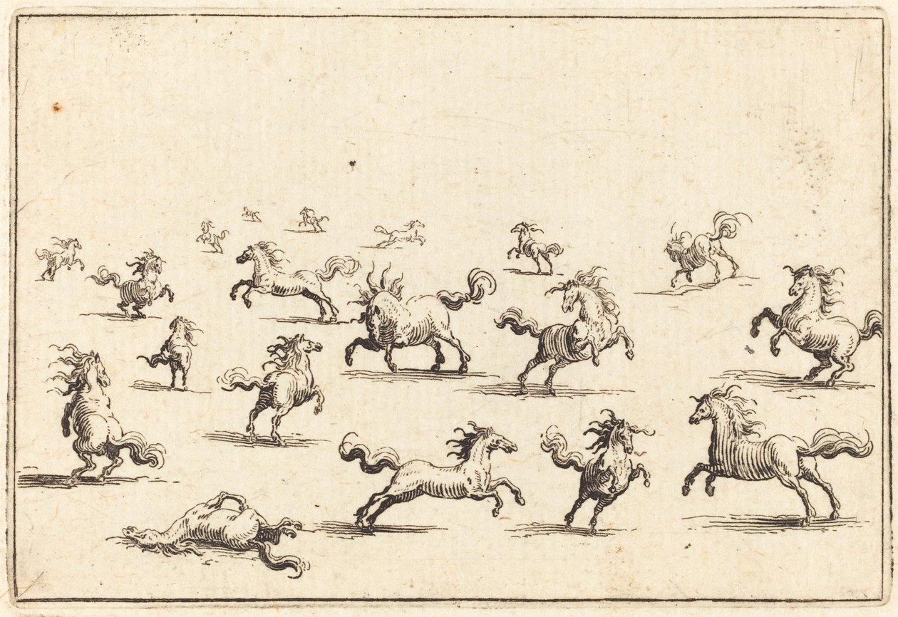 Rennende Paarden door Jacques Callot