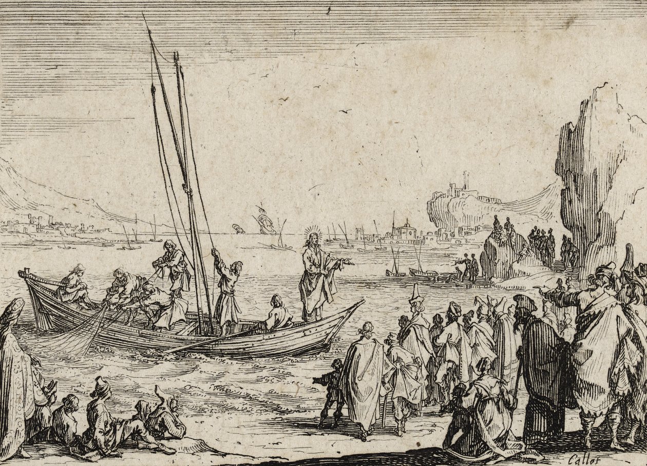 Jezus predikend aan de zee, 1635 door Jacques Callot