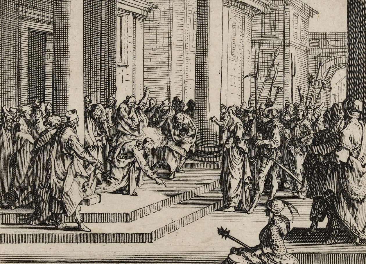 Jezus en de overspelige vrouw door Jacques Callot