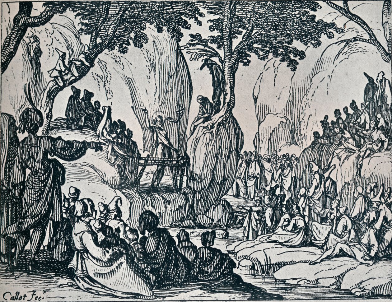Nr. III. - St. Johannes Prediking, 1635 door Jacques Callot