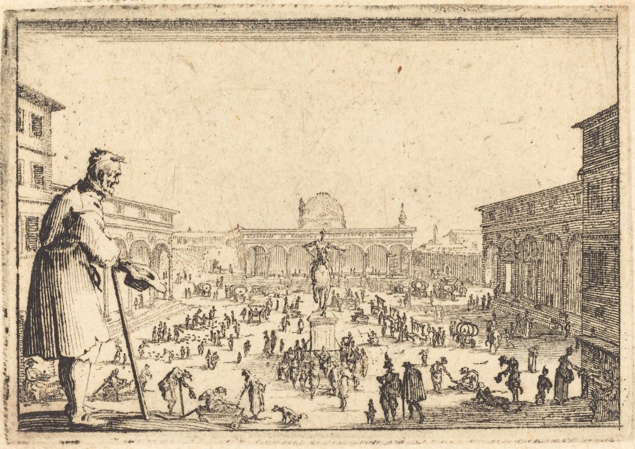 Piazza SS. Annunziata, Florence door Jacques Callot