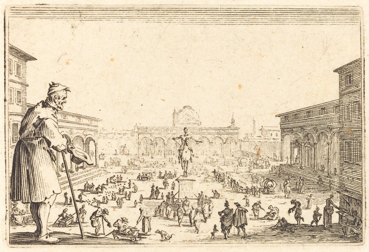 Piazza SS. Annunziata, Florence door Jacques Callot