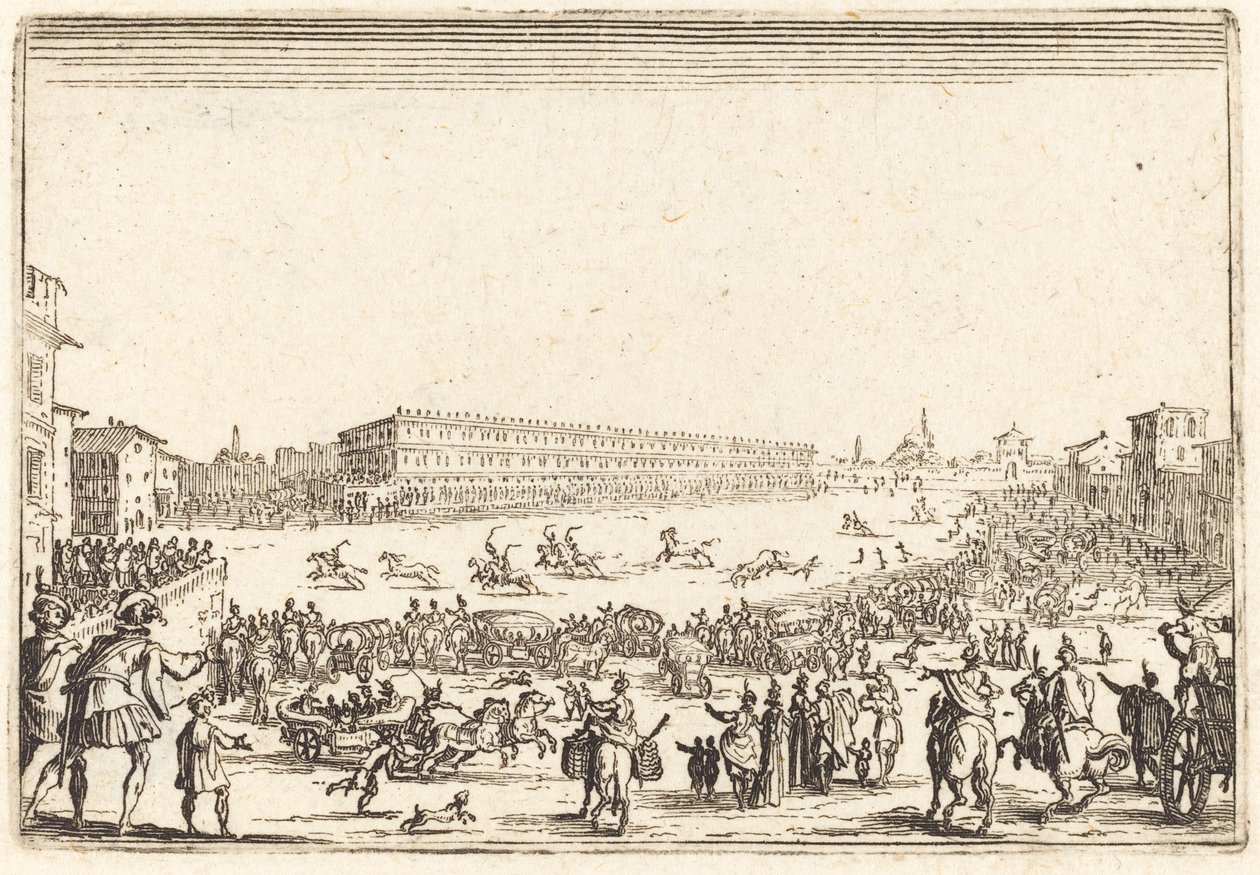 Piazza Santa Croce, Florence, ca. 1622 door Jacques Callot
