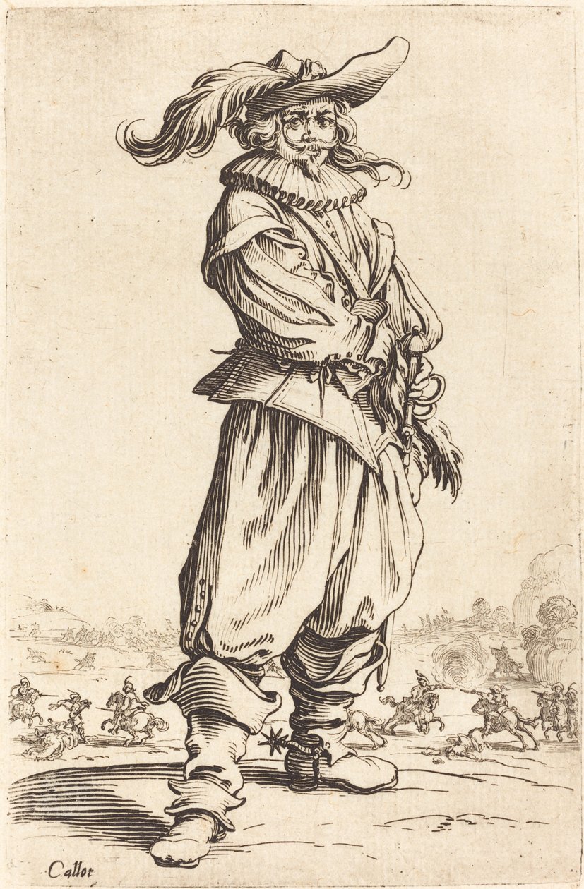 Soldaat met Gevederde Hoed door Jacques Callot