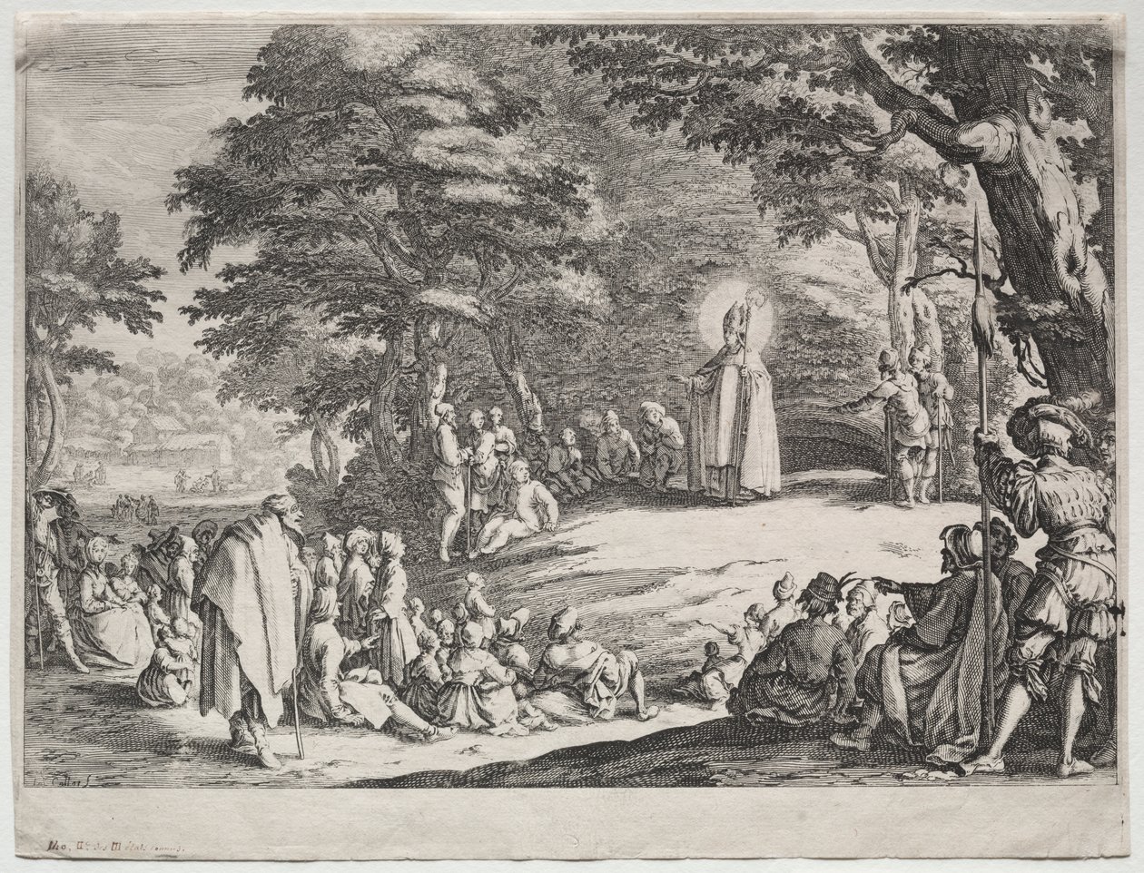 St. Amo predikend in een bos door Jacques Callot