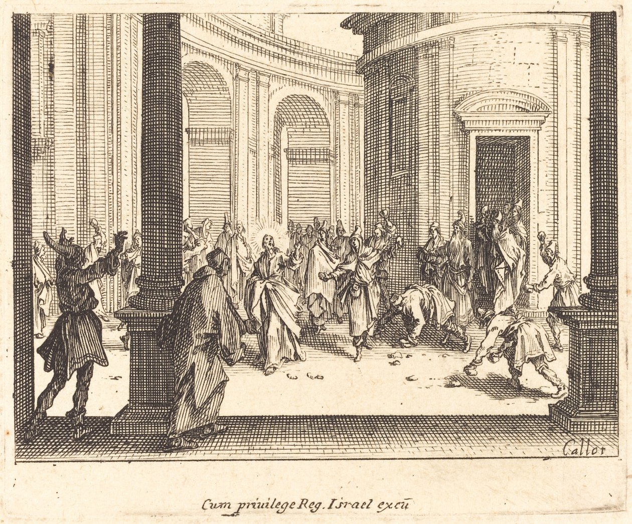 De steniging van Jezus door Jacques Callot