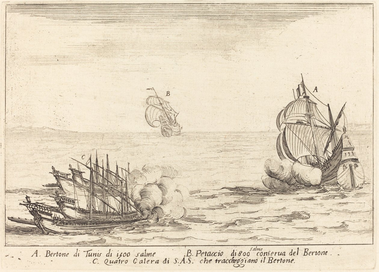 De aanval, 1617 door Jacques Callot