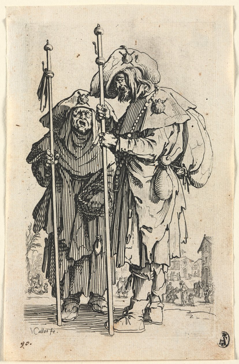 De Bedelaars: De Twee Pelgrims, ca. 1623 door Jacques Callot