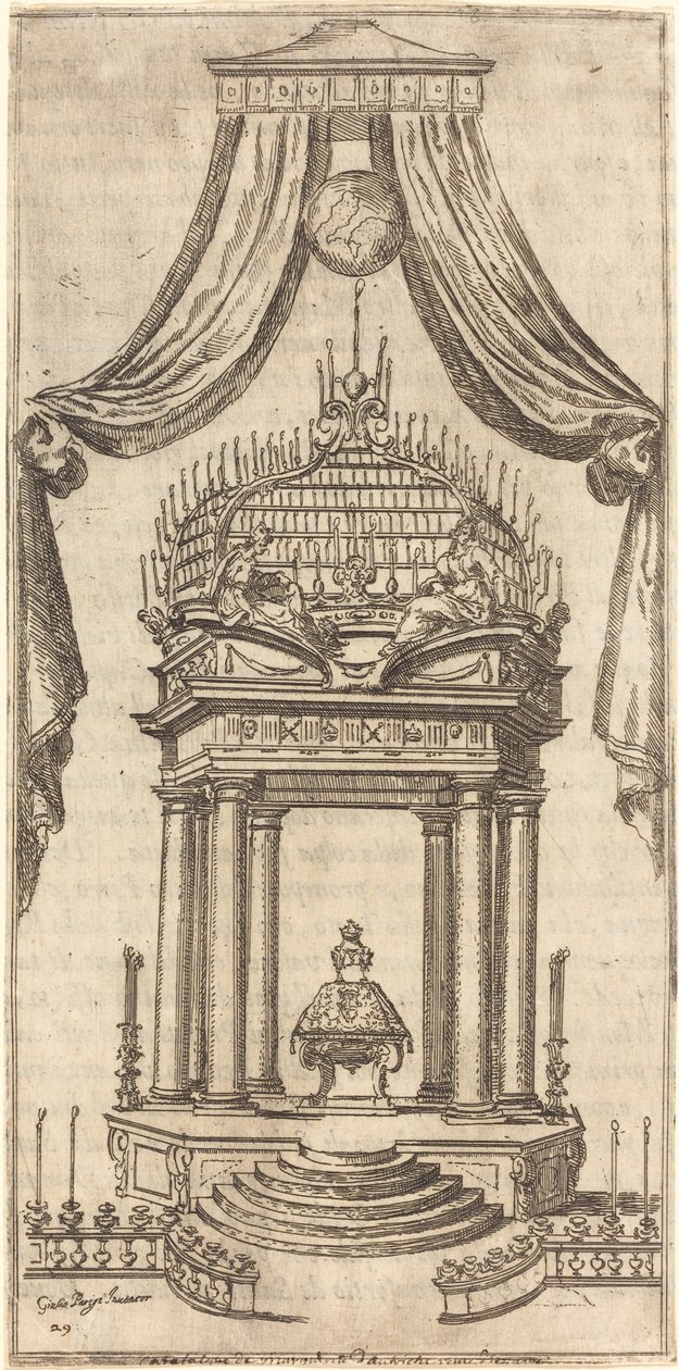 Het catafalk, 1612 door Jacques Callot