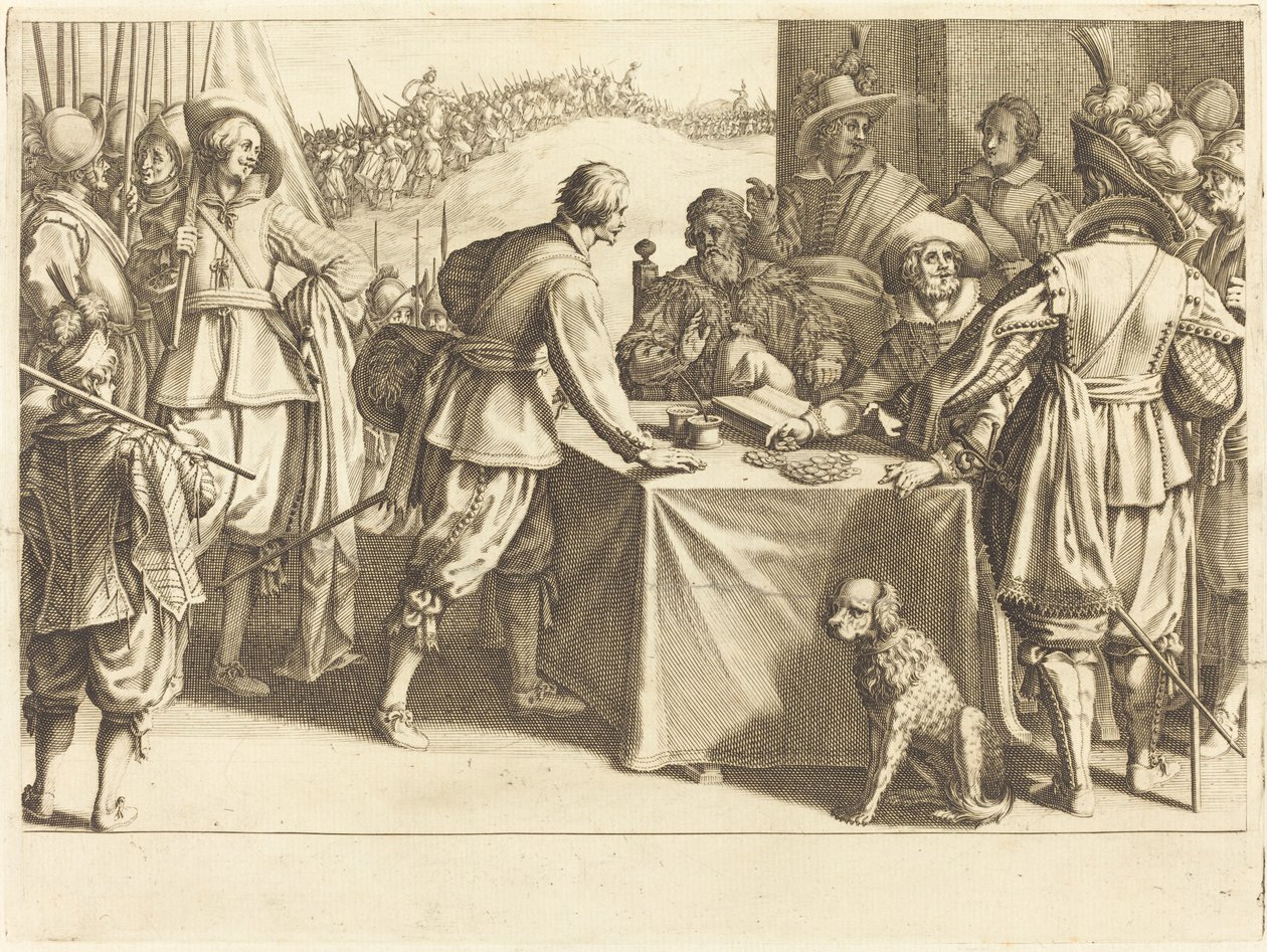 Het inhuren van de troepen door Jacques Callot