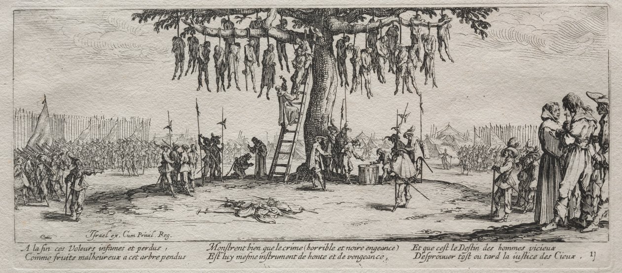 De Grote Ellende van de Oorlog: De Ophanging door Jacques Callot