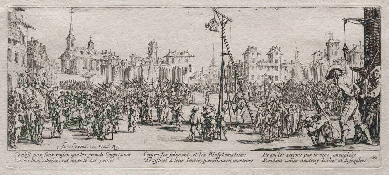De Grote Ellende van de Oorlog: De Strappado door Jacques Callot
