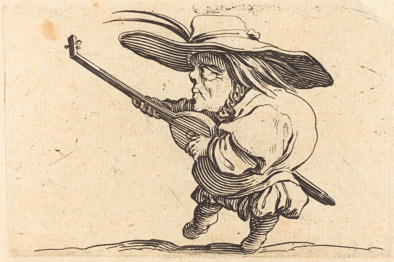 De luitspeler, ca. 1622 door Jacques Callot