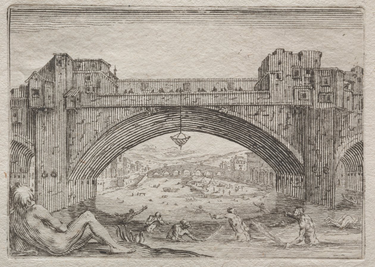 De Ponte Vecchio, Florence door Jacques Callot