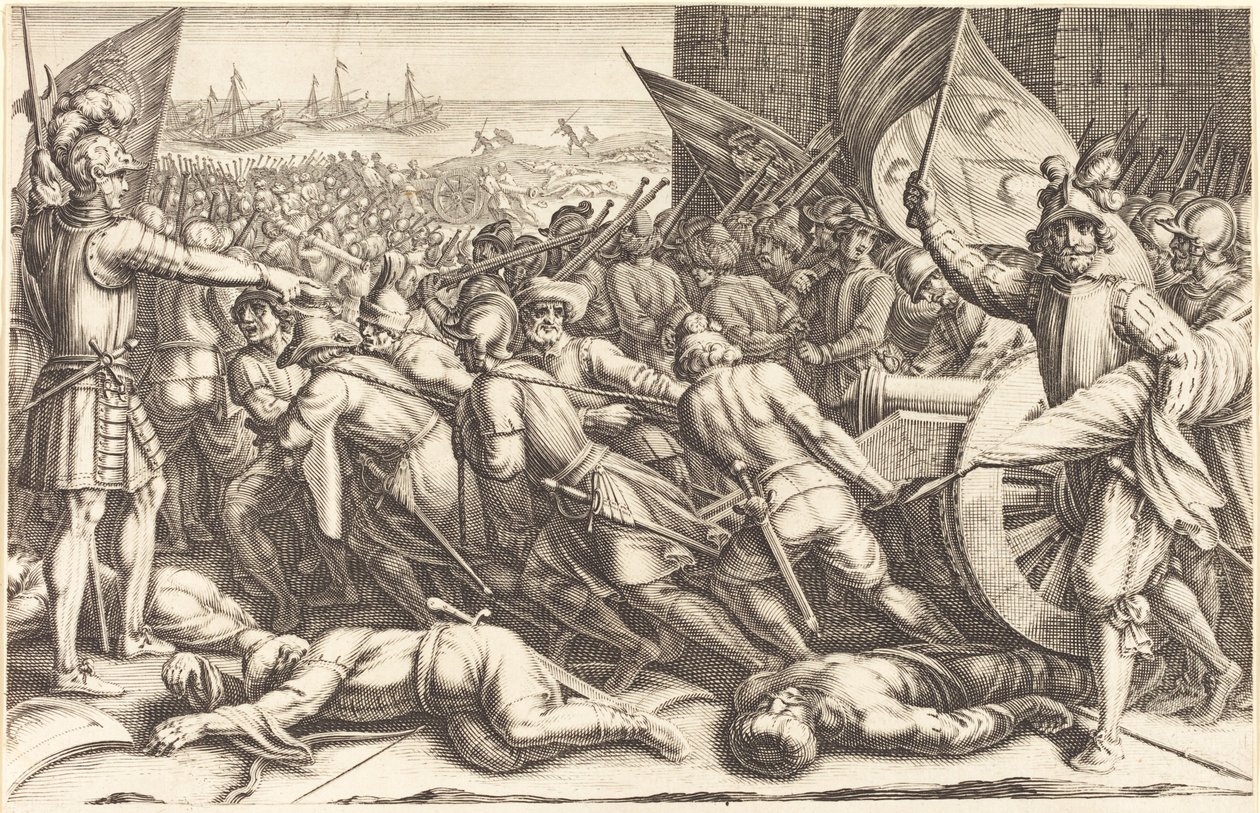 De herinscheping van de troepen, ca. 1614 door Jacques Callot