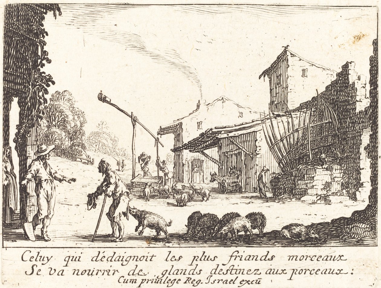 De Varkenshoeder door Jacques Callot