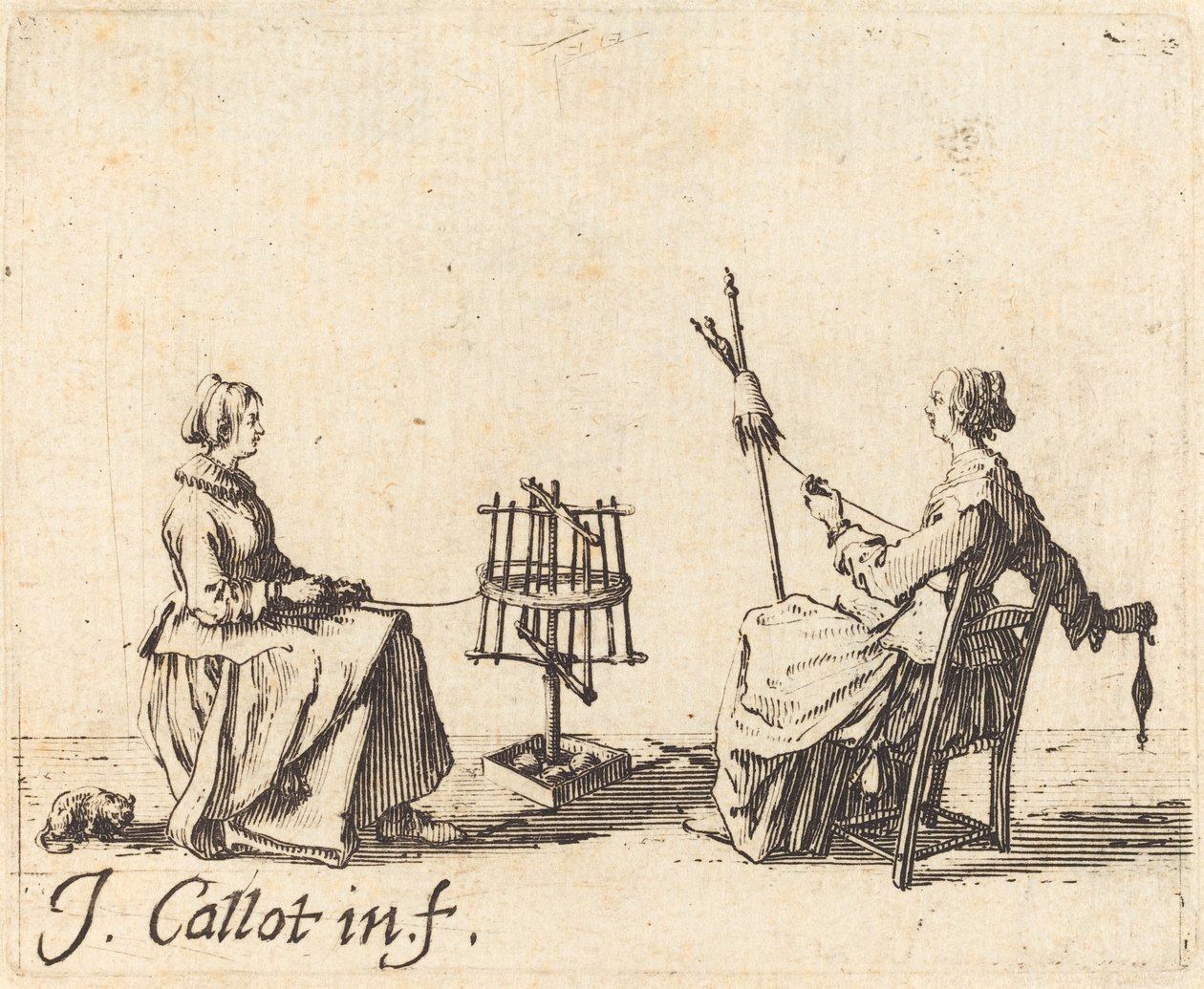 De Winder en de Spinner, ca. 1623 door Jacques Callot
