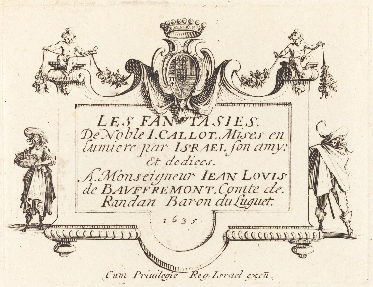 Titelpagina voor "De Fantasieën" door Jacques Callot