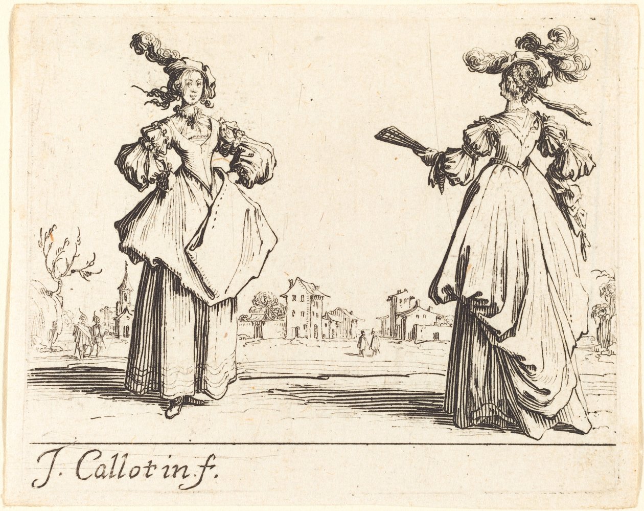 Twee Maatschappijvrouwen door Jacques Callot