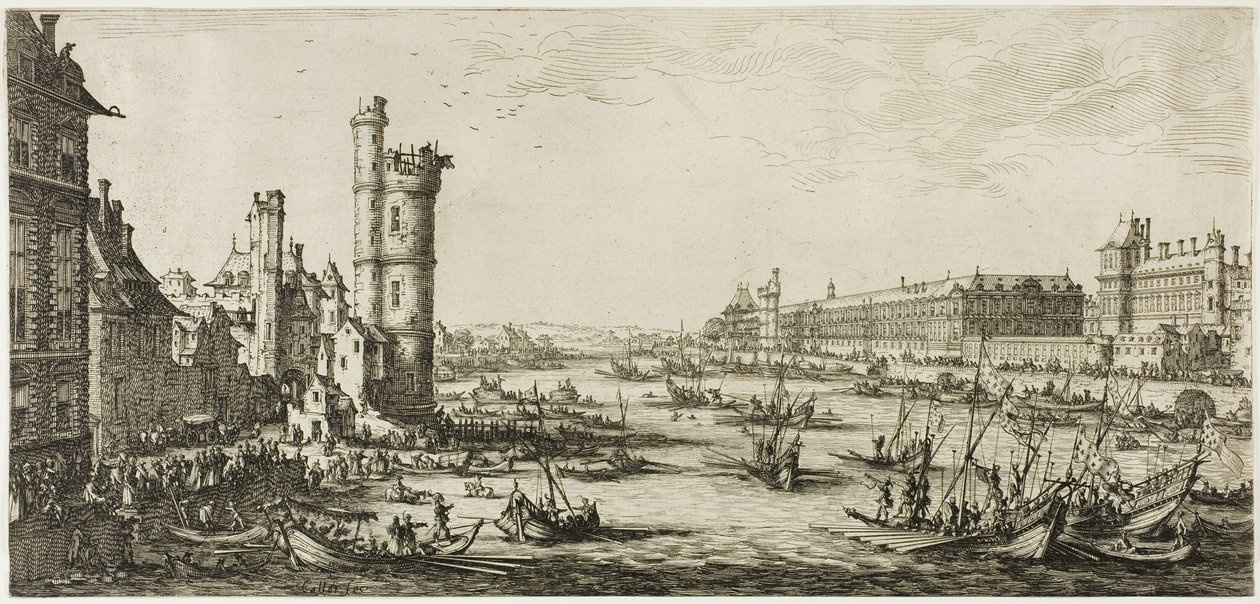 Zicht op het Louvre door Jacques Callot