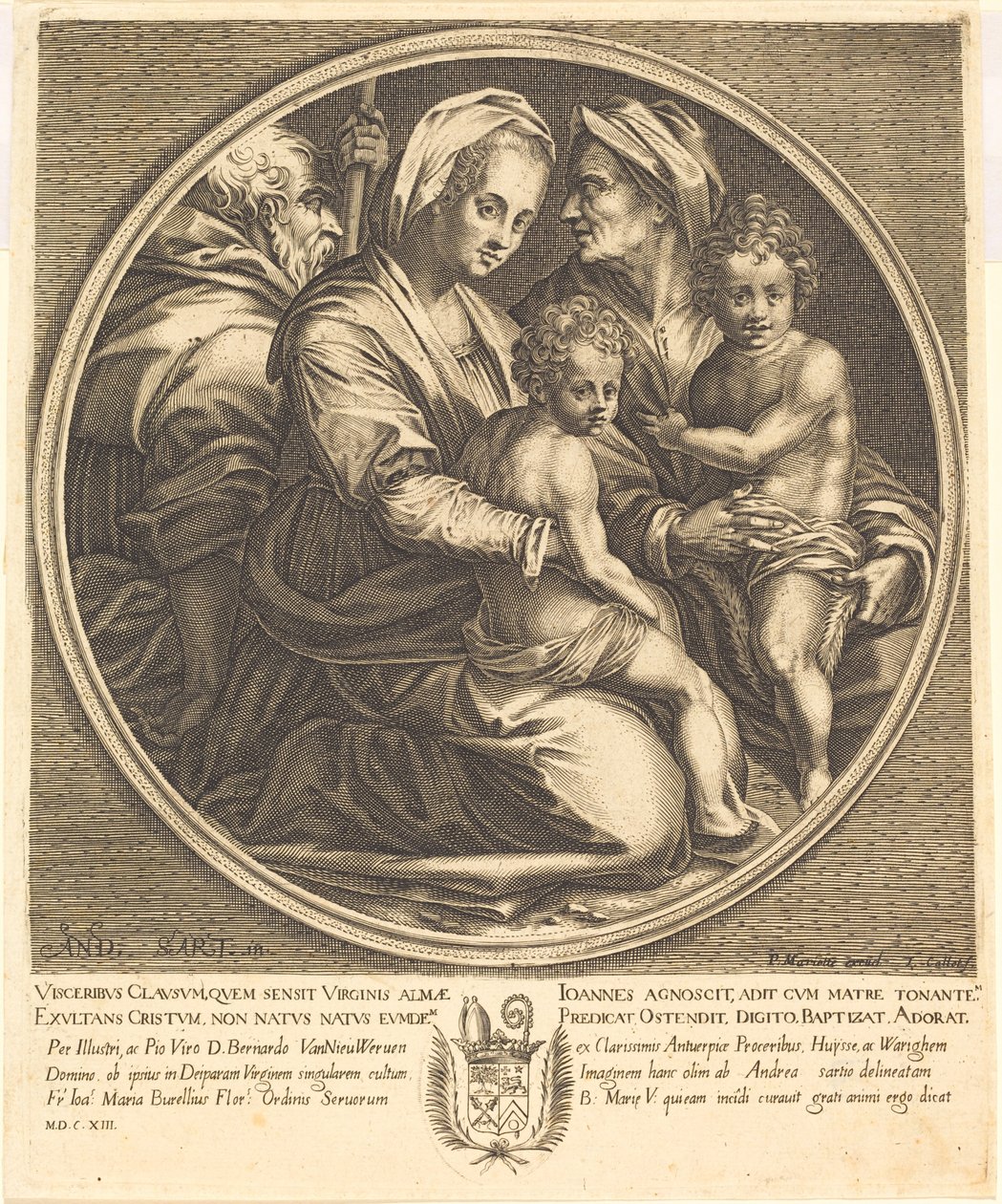 De Heilige Familie door Jacques Callot after Andrea del Sarto