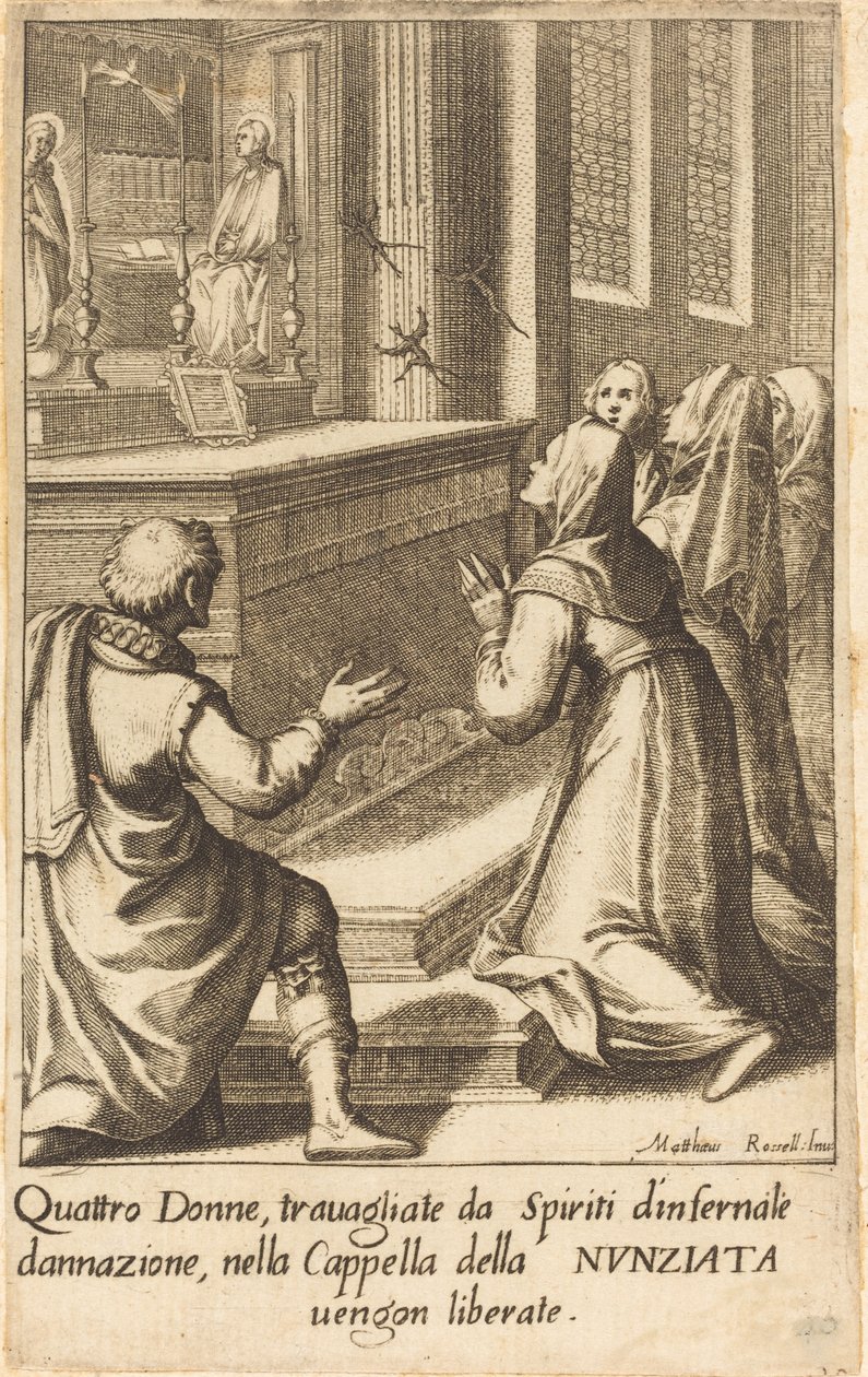 Vier Vrouwen door Jacques Callot after Matteo Rosselli
