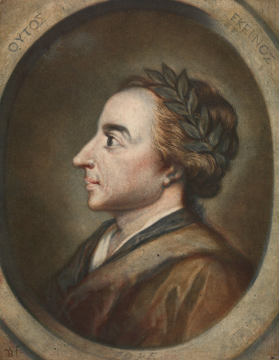 Alexander Pope, dichter 1744 door Jacques Christophe Le Blon