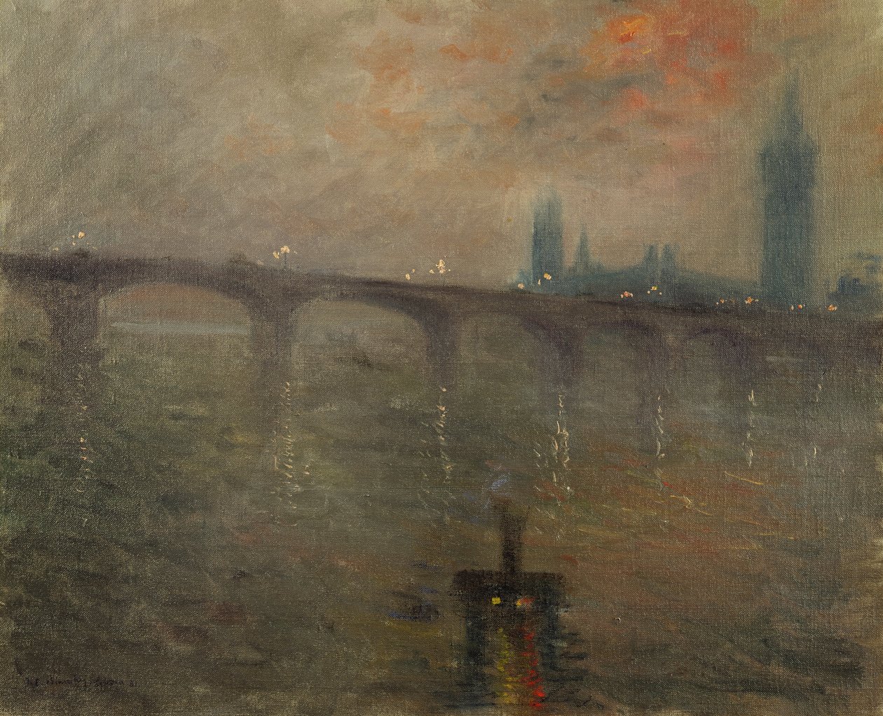 Avond, Westminster vanaf Waterloo Bridge door Jacques Emile Blanche