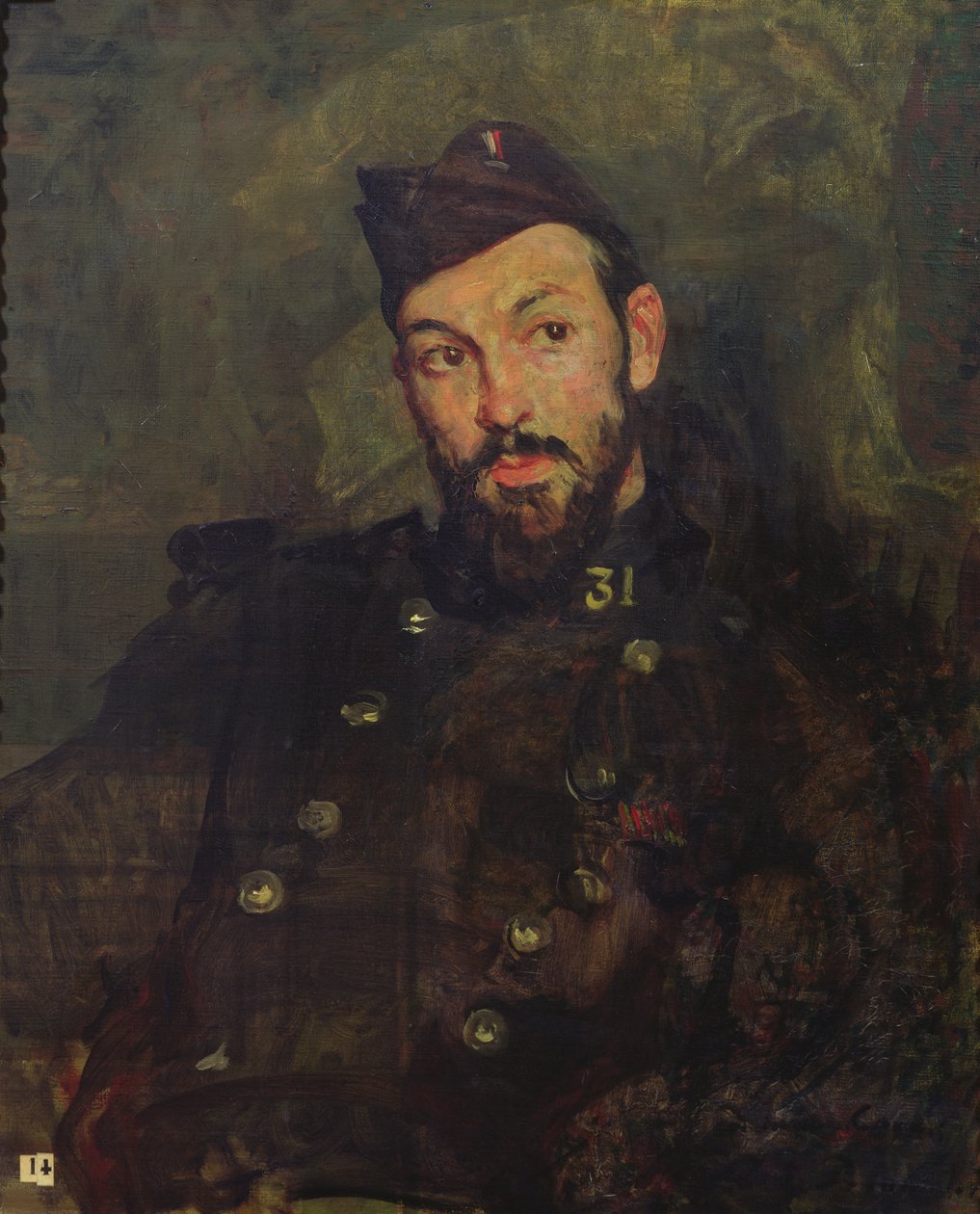 Félicien Cacan in uniform door Jacques Emile Blanche