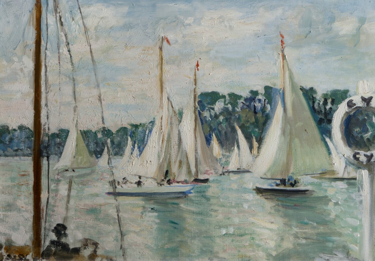 Racende jachten op de Seine door Jacques Emile Blanche