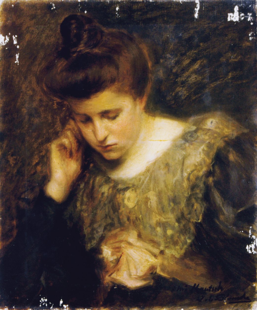 Studie van een vrouw die leest door Jacques Emile Blanche