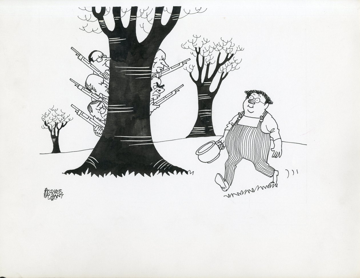 Jours de France, satire in zwart-wit door Jacques Faizant