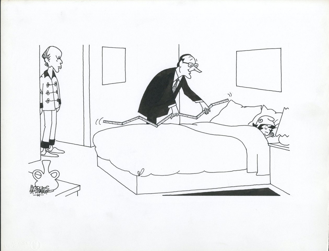 Le Figaro, satire in zwart-wit door Jacques Faizant