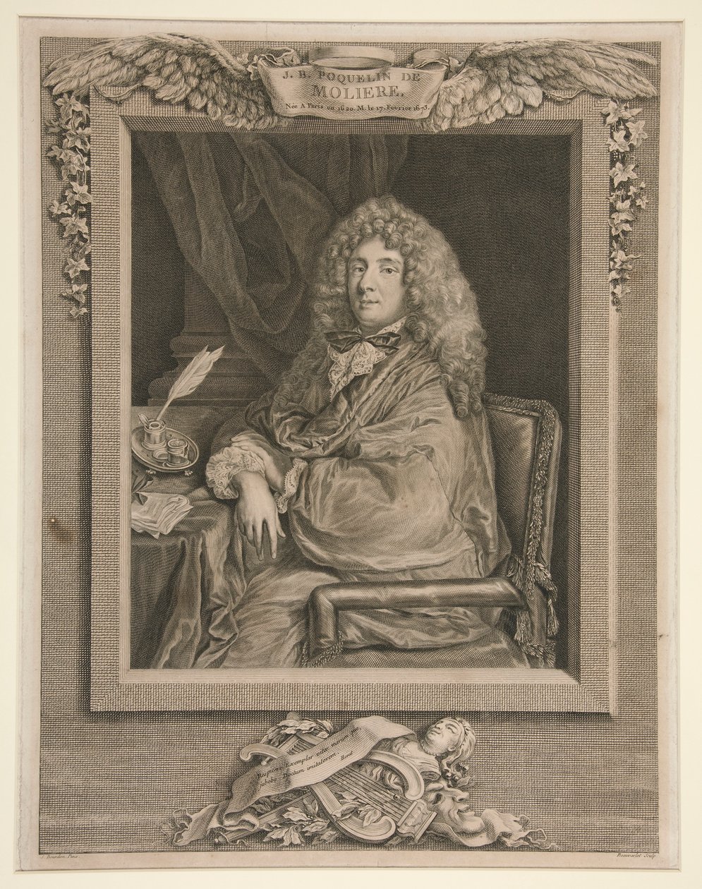 Portret van Molière door Jacques Firmin Beauvarlet