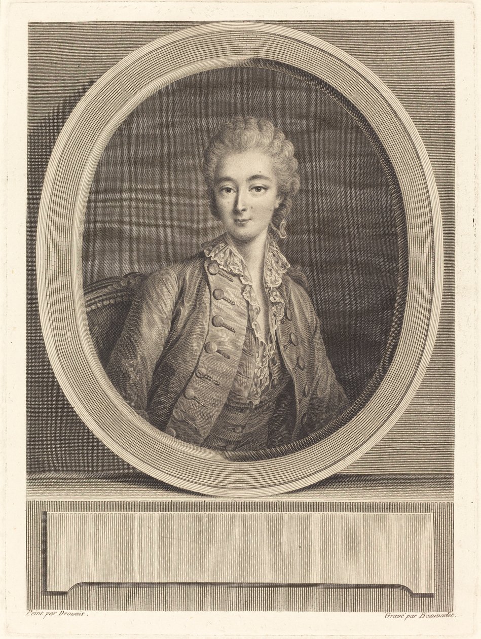 Madame du Barry door Jacques Firmin Beauvarlet after François Hubert Drouais