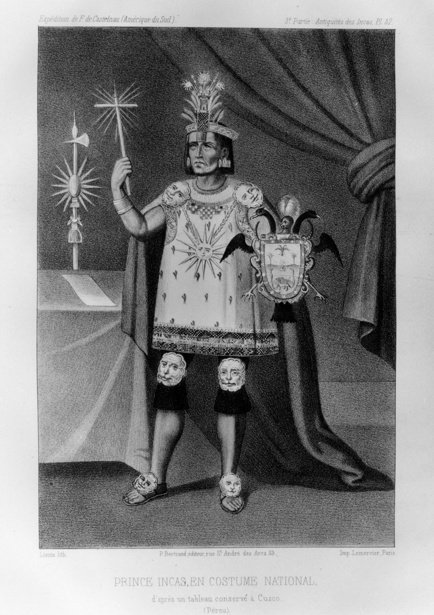 Inca prins, nationale klederdracht, 1852 door Jacques Francois Gauderique Llanta