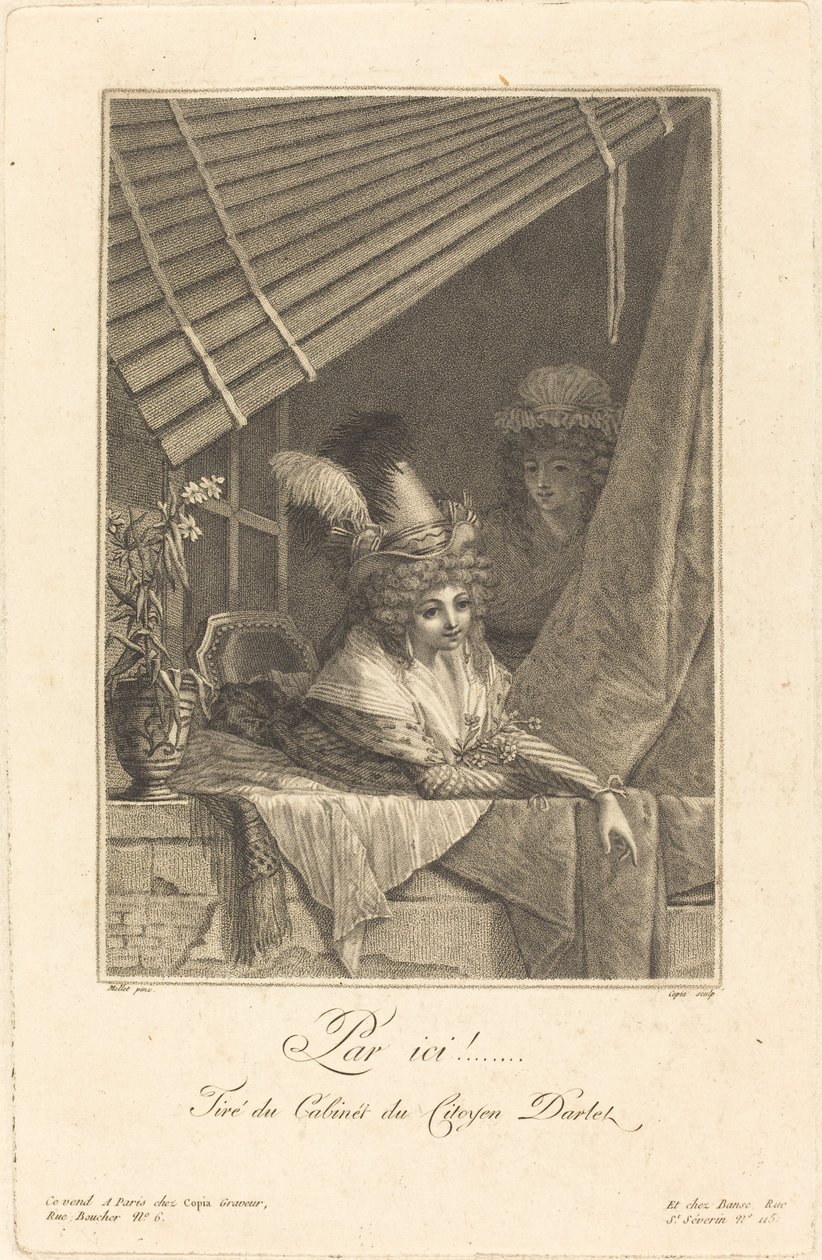 Hierlangs door Jacques Louis Copia after Jean Baptiste Mallet