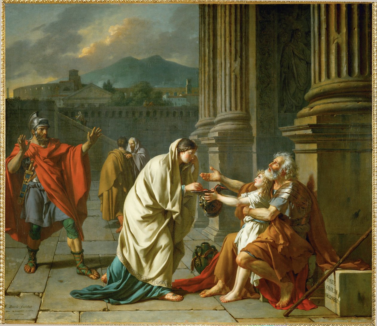Belisarius bedelt om aalmoezen ... door Jacques Louis David