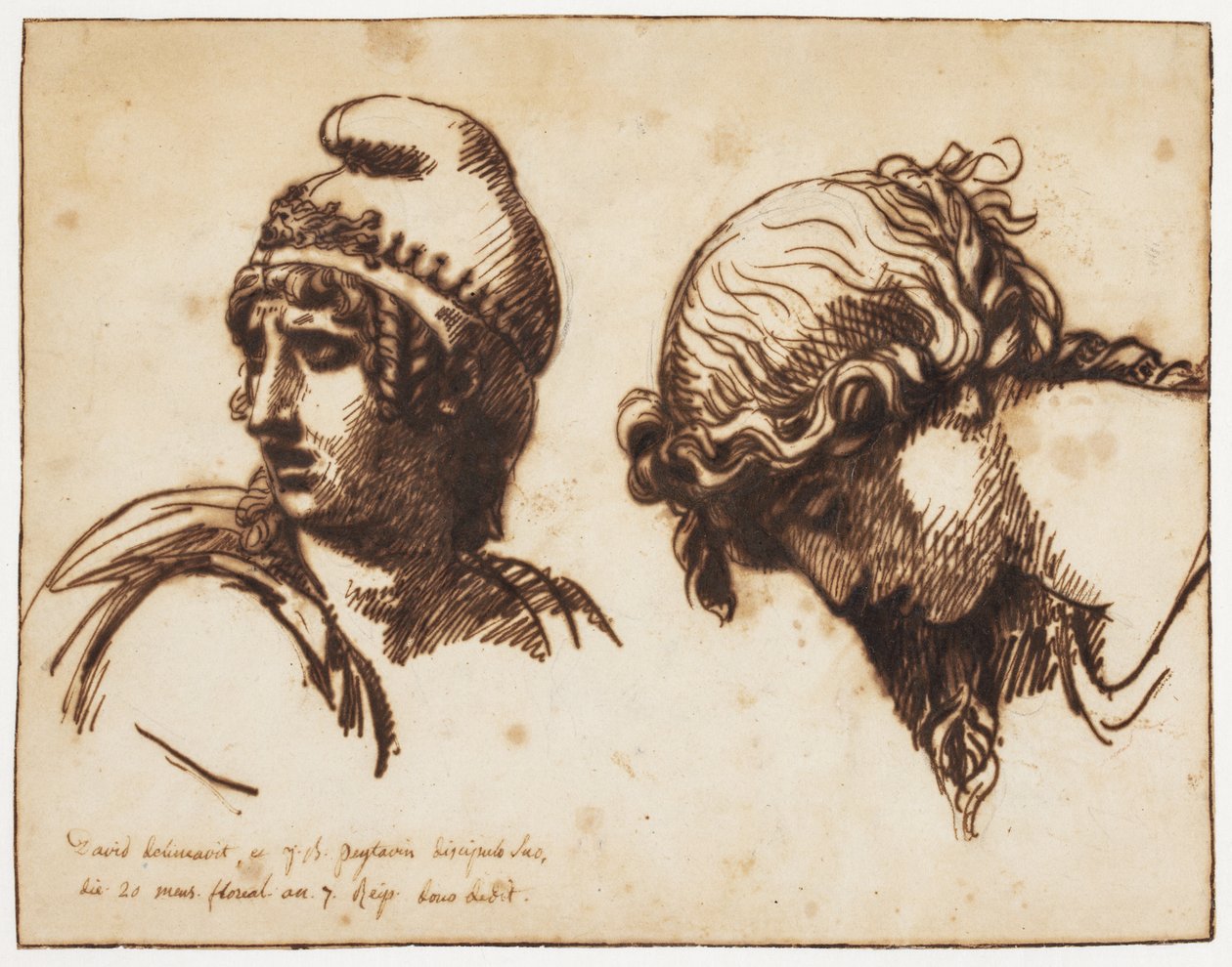 Een vrouwenhoofd en een lievelingshoofd door Jacques Louis David