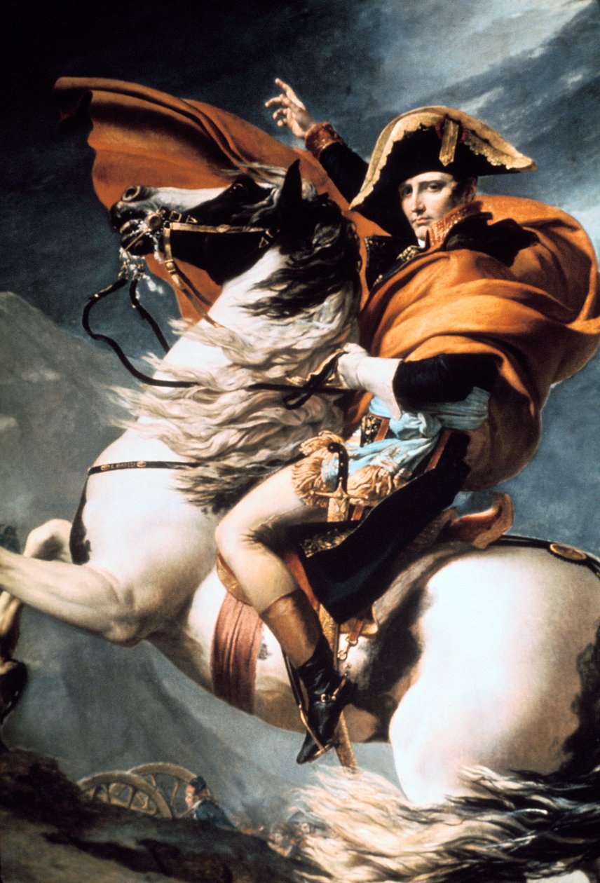 Napoleon Steekt de Alpen Over, detail, ca. 1800 door Jacques Louis David