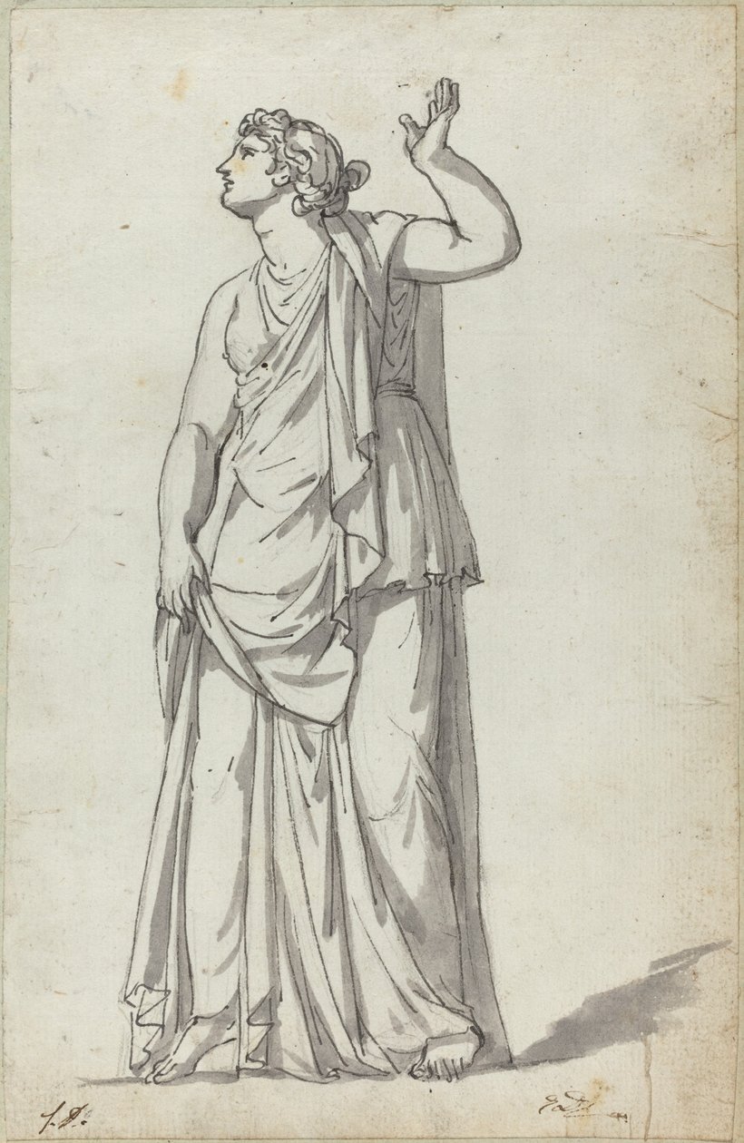 Romeins Standbeeld van een Muze (Anchyrrhoe) door Jacques Louis David