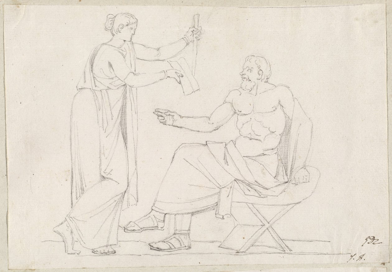 Socrates en Diotime door Jacques Louis David