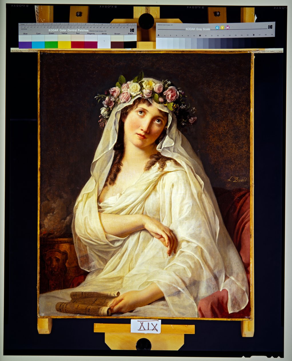 Vestal gekroond met bloemen door Jacques Louis David
