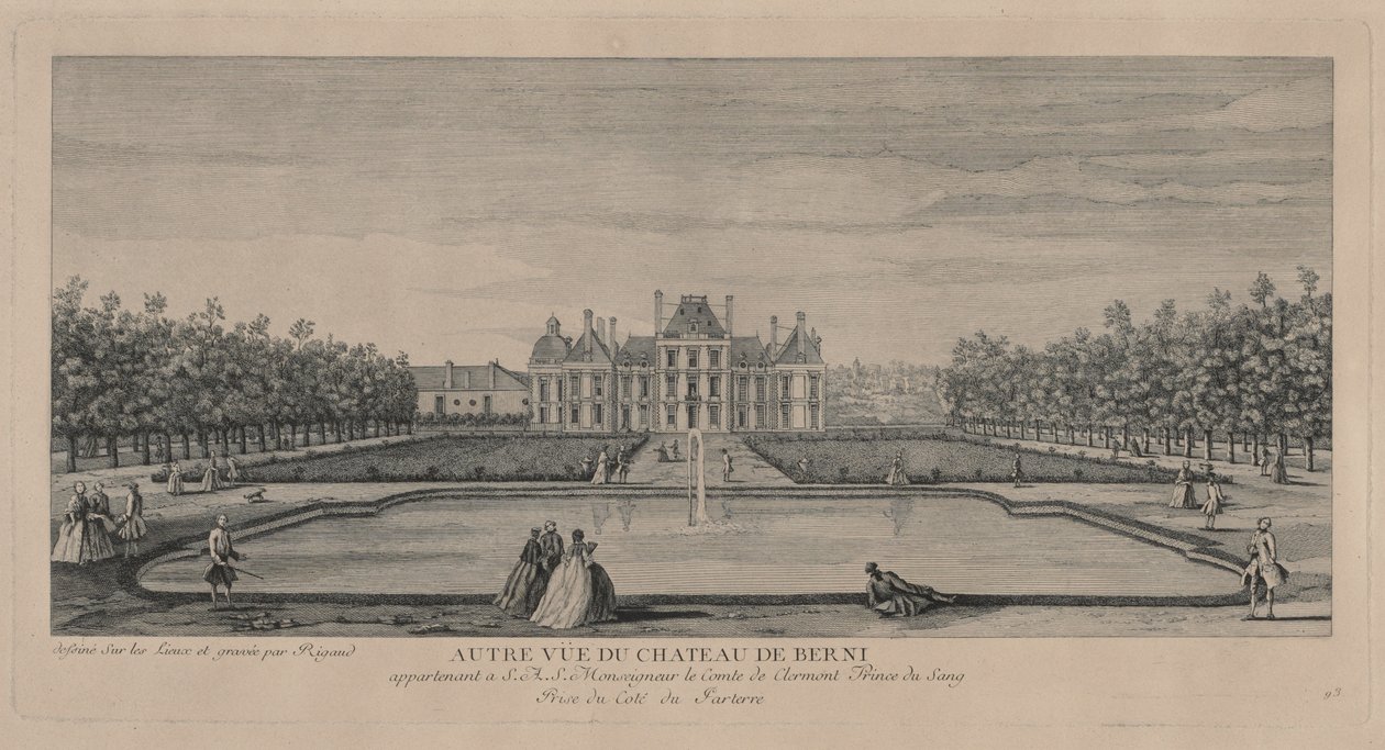 Kasteel van Berny vanuit de tuinen door Jacques Rigaud