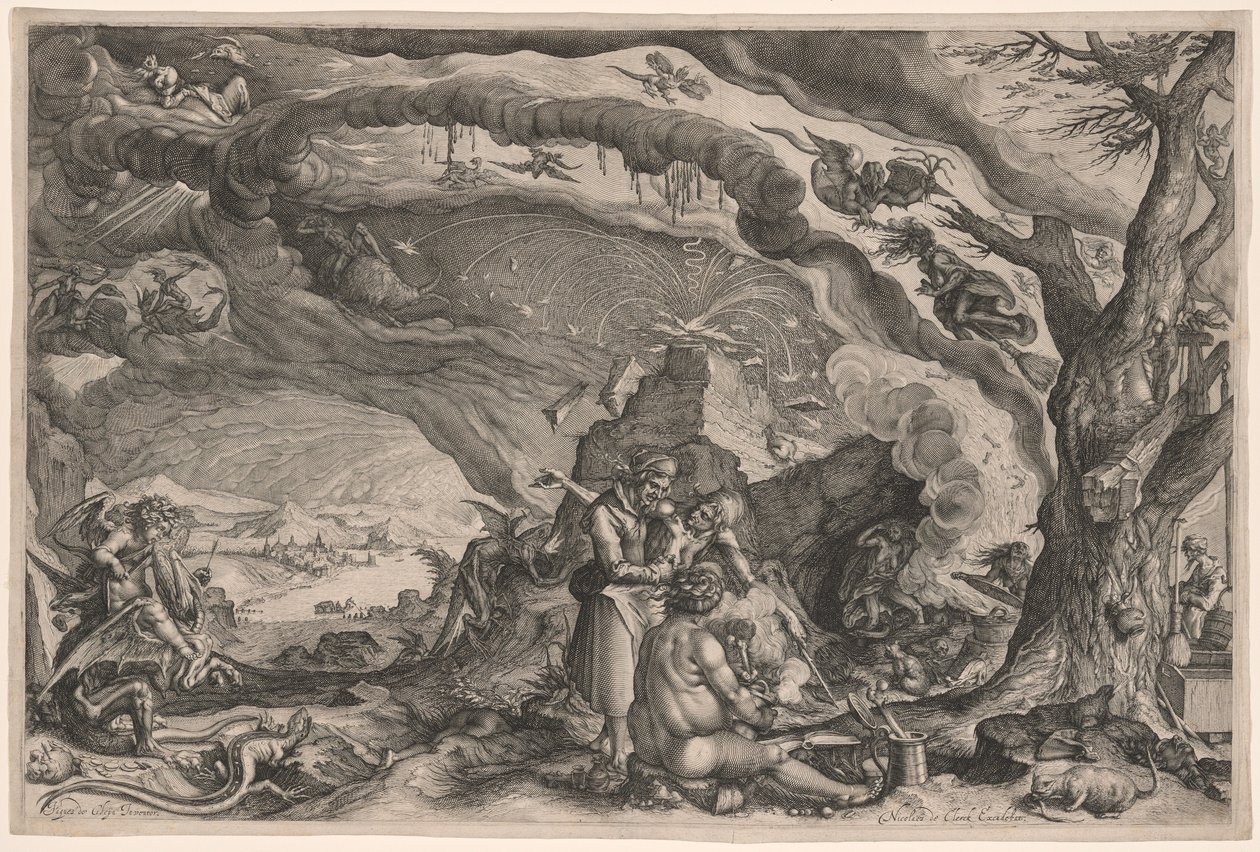 Heksen bereiden zich voor op sabbat door Jacques de Gheyn II