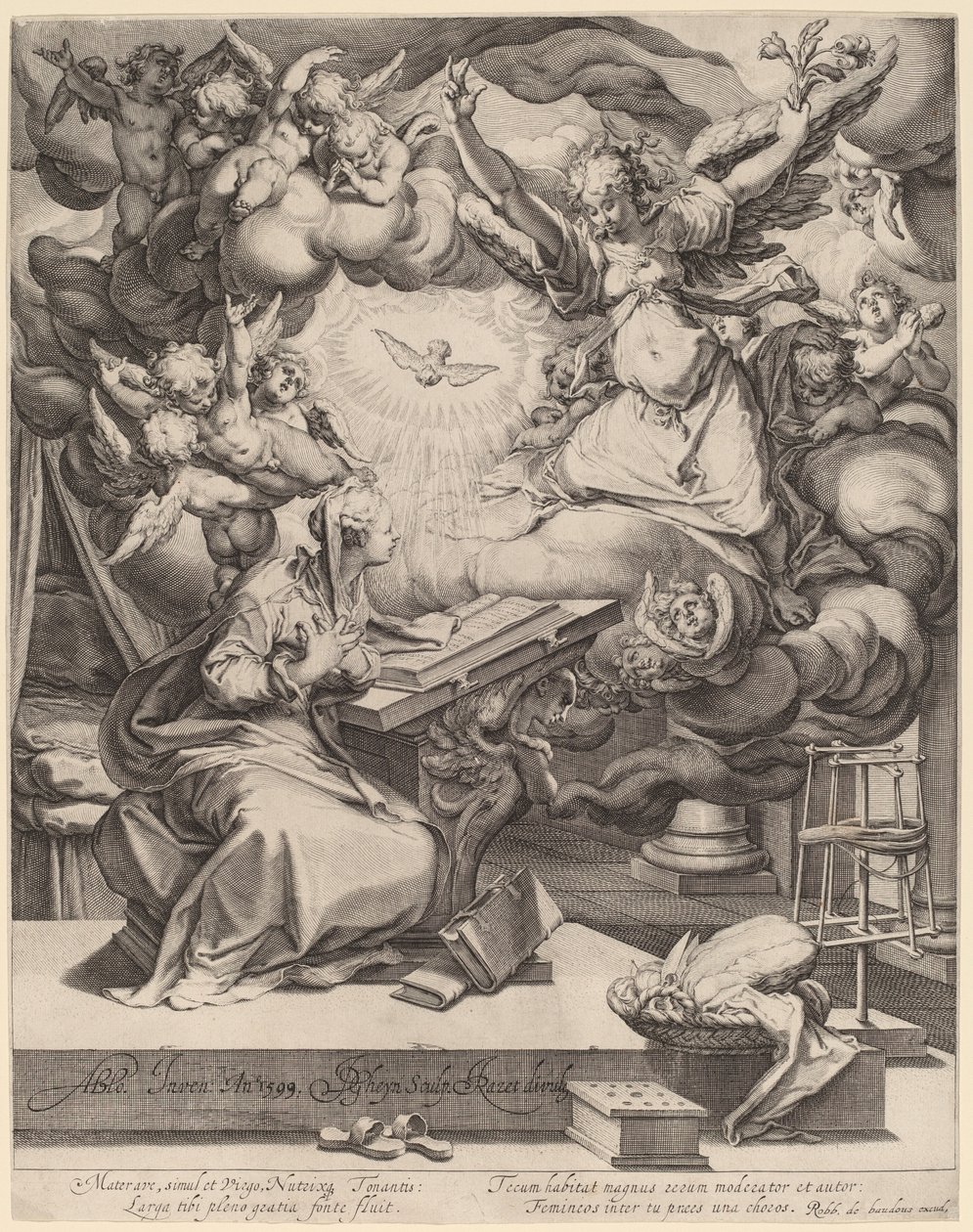 De annunciatie door Jacques de Gheyn II after Abraham Bloemaert