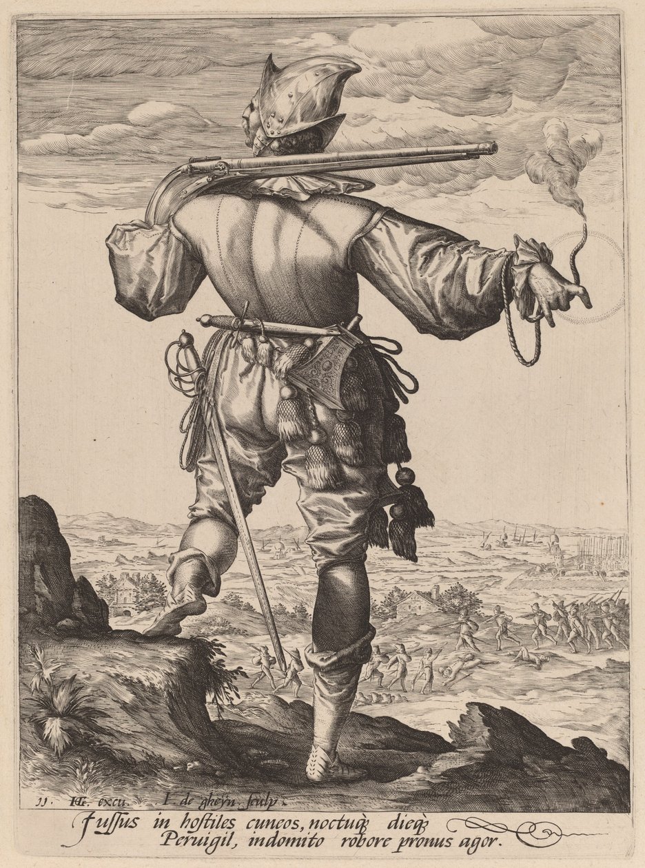 Helm Musketier door Jacques de Gheyn II after Hendrik Goltzius